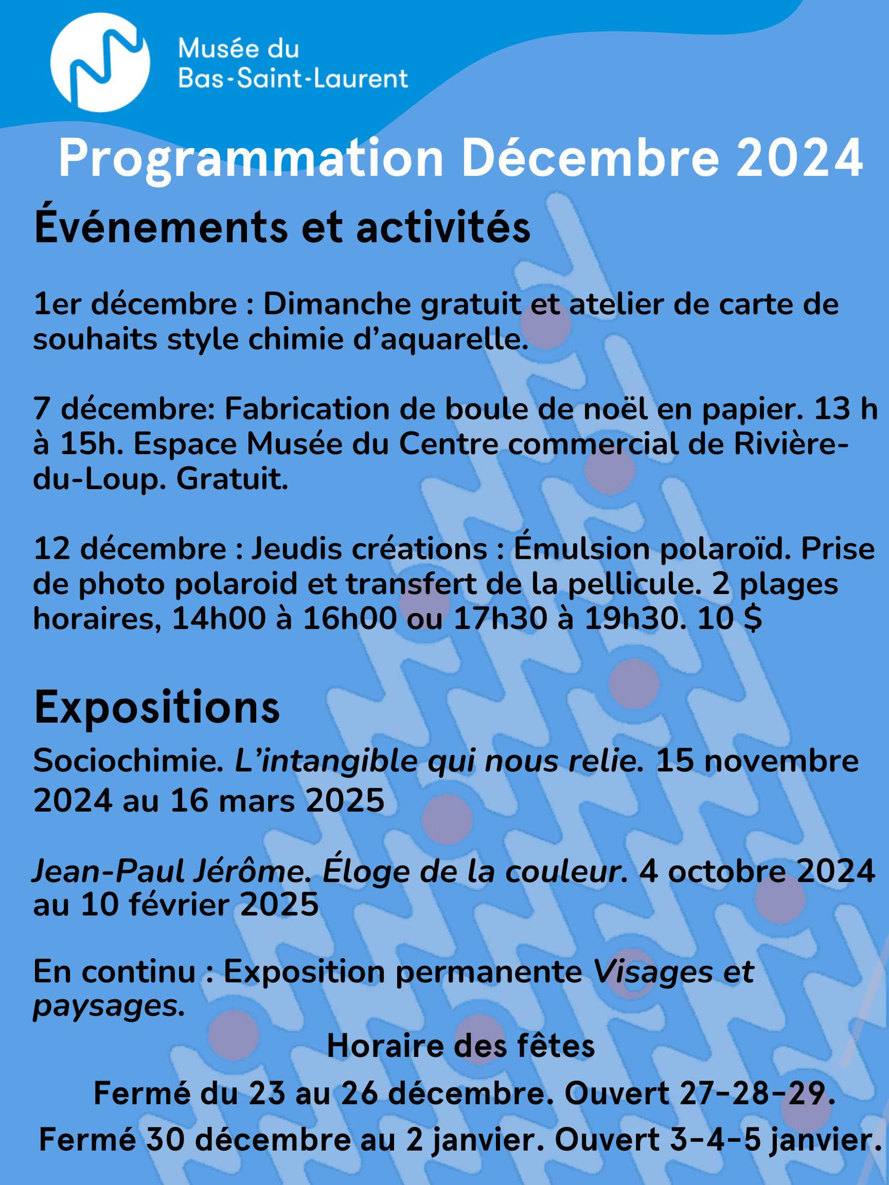 Activités décembre 2024