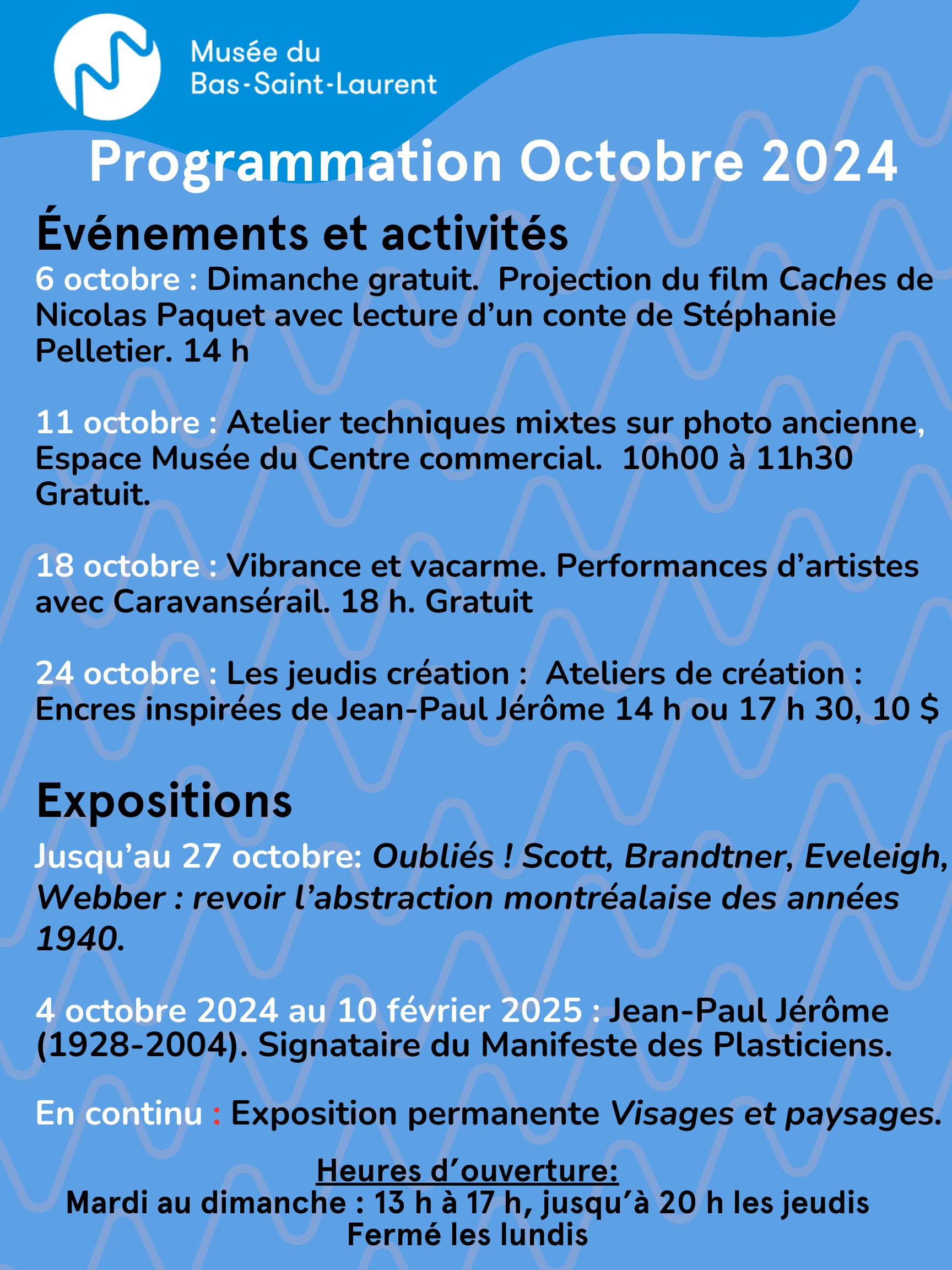 Programmation Octobre 2024