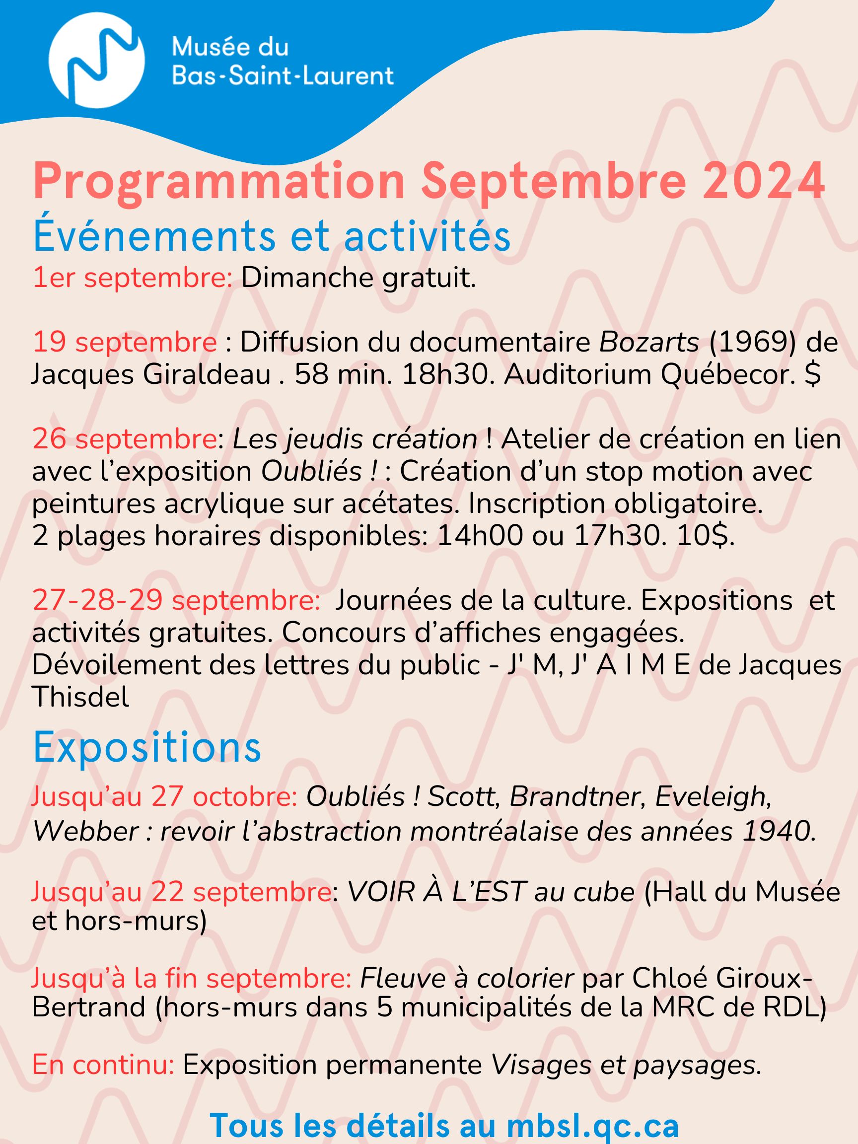 Programmation Septembre 2024