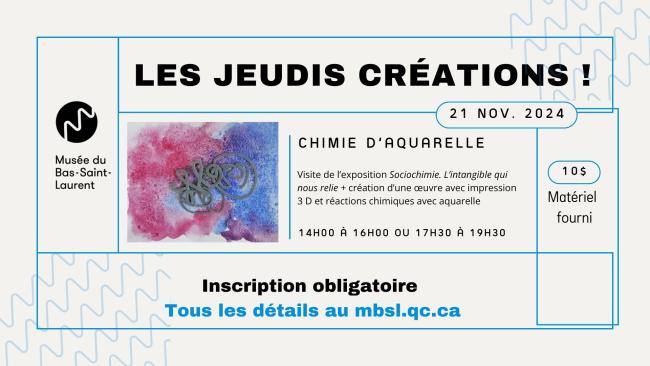 Les Jeudis créations: Chimie d'aquarelle